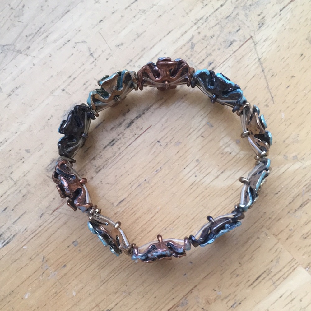 Turquoise & copper colored bracelet-stretch - Picture 2 of 2